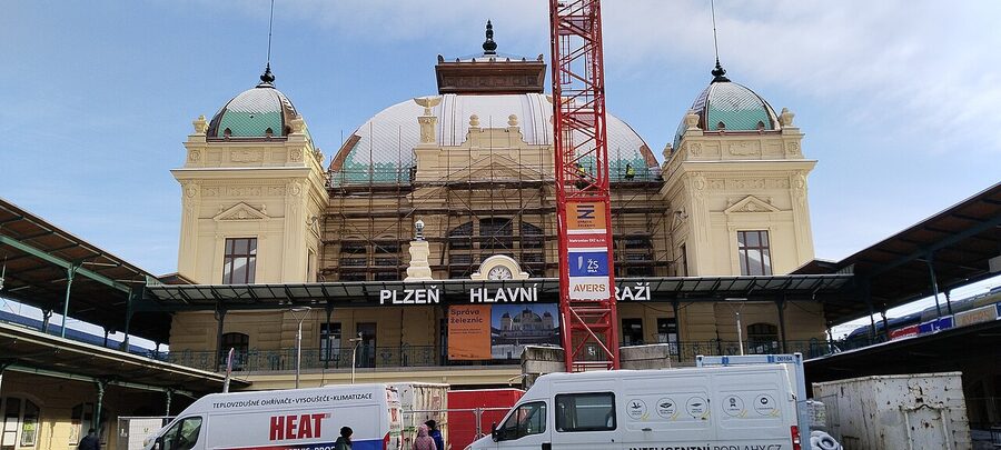 Plzen Hlavni nadrazi main railway station Art Nouveau facade