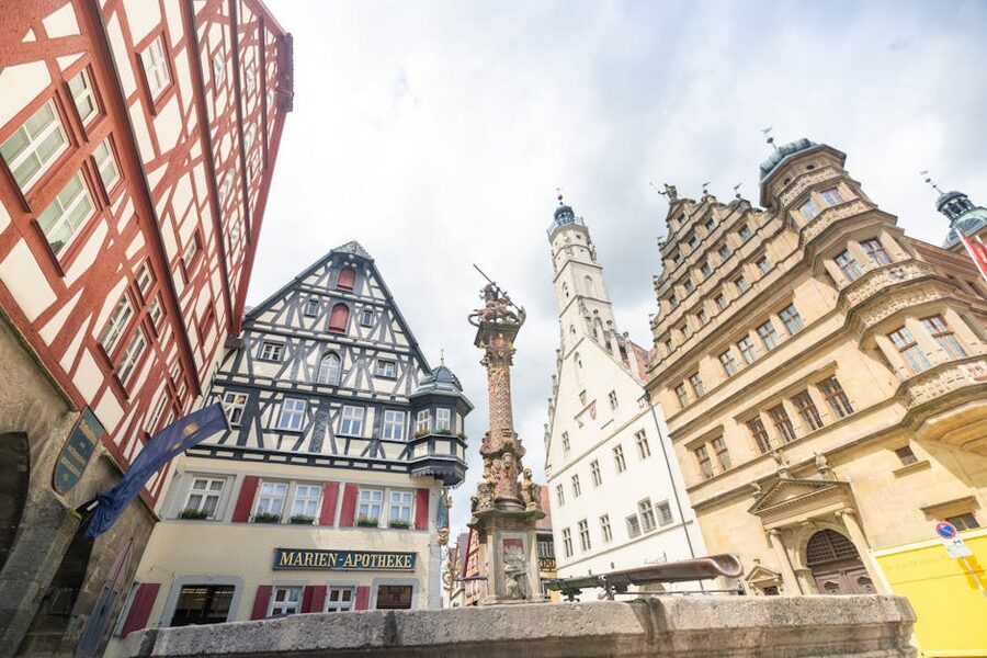 Architectural facades and timber framing in Rothenburg