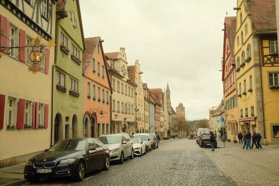 Rothenburg historic street with colorful facades