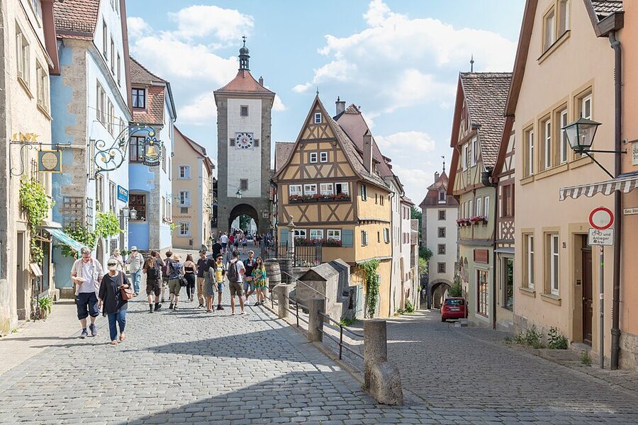 The Plonlein iconic fork in the road in Rothenburg ob der Tauber