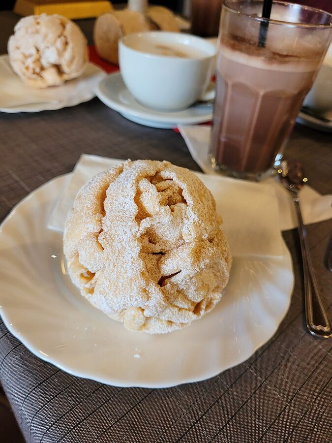 Schneeballen the famous Rothenburg snowball pastry in display