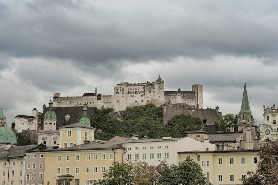 Hohensalzburg Fortress on a hill above Salzburg old town
