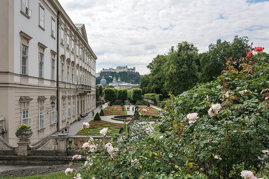 Mirabell Garden with view of Hohensalzburg Fortress