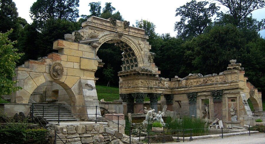 Roman Ruins folly in Schonbrunn gardens