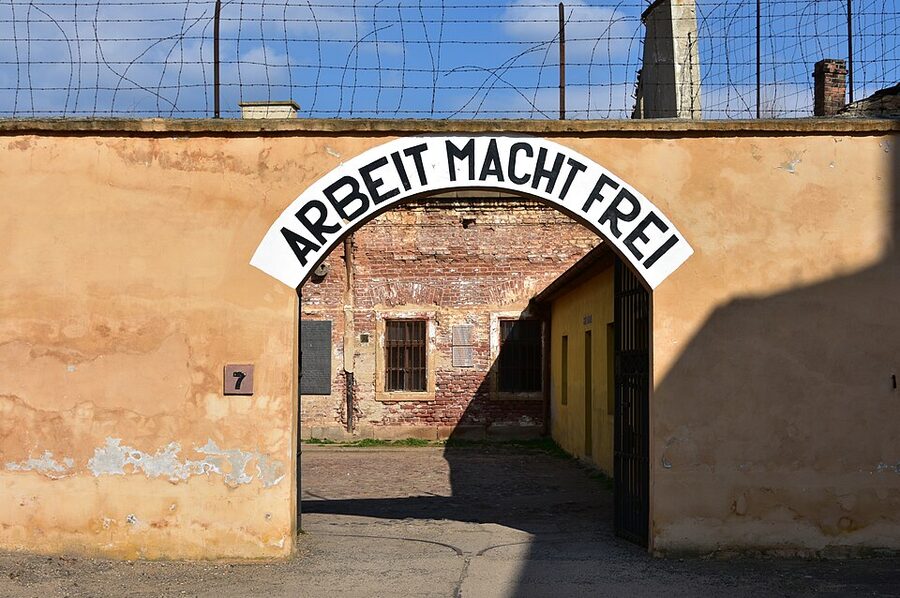 A courtyard inside the Terezin Concentration Camp memorial site
