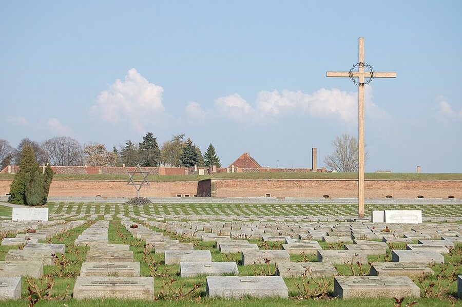 The National Cemetery at Terezin with rows of headstones