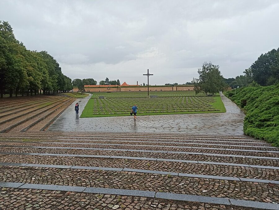 The main entrance and memorial area at Pamatnik Terezin