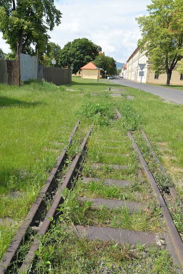 Railway siding memorial at Terezin marking deportation routes