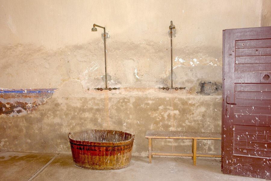 Old shower room inside Terezin Concentration Camp