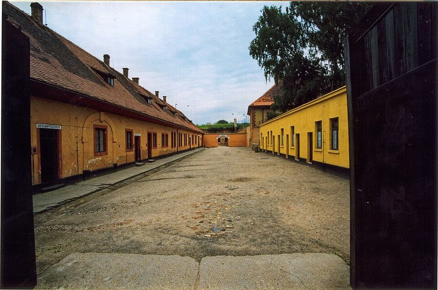 View north from the Small Fortress at Terezin towards the Bohemian hills