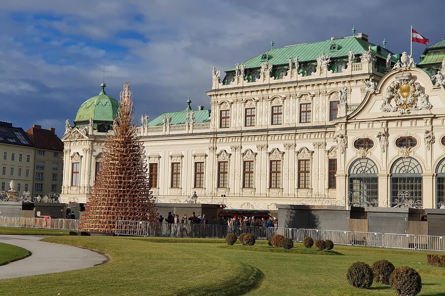 Belvedere palace Christmas market Vienna