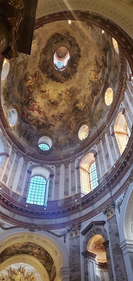 Karlskirche pediment and dome architectural detail