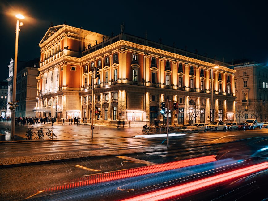 Musikverein concert hall at night Vienna