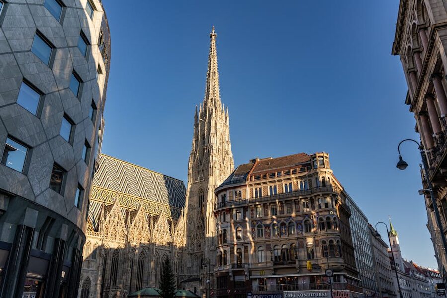 St Stephens Cathedral spires above Vienna's rooftops