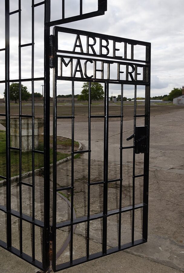 Memorial monument at Sachsenhausen with overlay