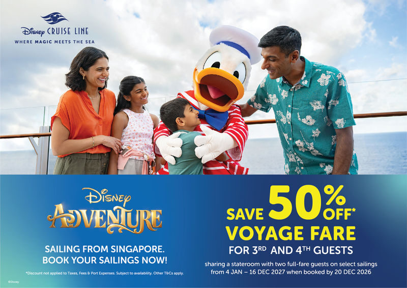 4-Night Cruise from Singapore on Disney Adventure (All Sailings) - Singapore departure and the five-day schedule