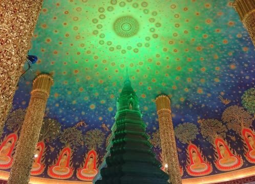Ayutthaya Ruins, Pink Ganesha, Wat Pak Nam Tour by Pandaba - Wat Paknam’s emerald ceiling