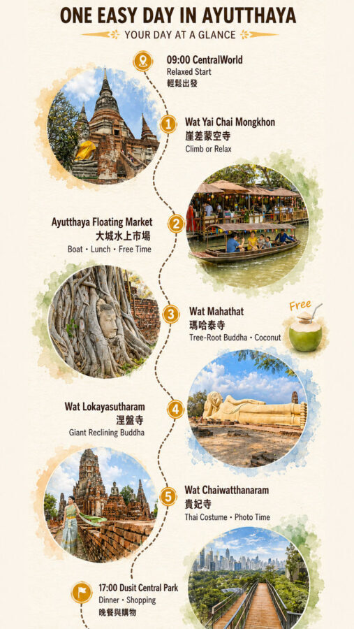 Ayutthaya Wat Mahathat & Floating Market Day Tour - Wat Mahathat and the temple circuit