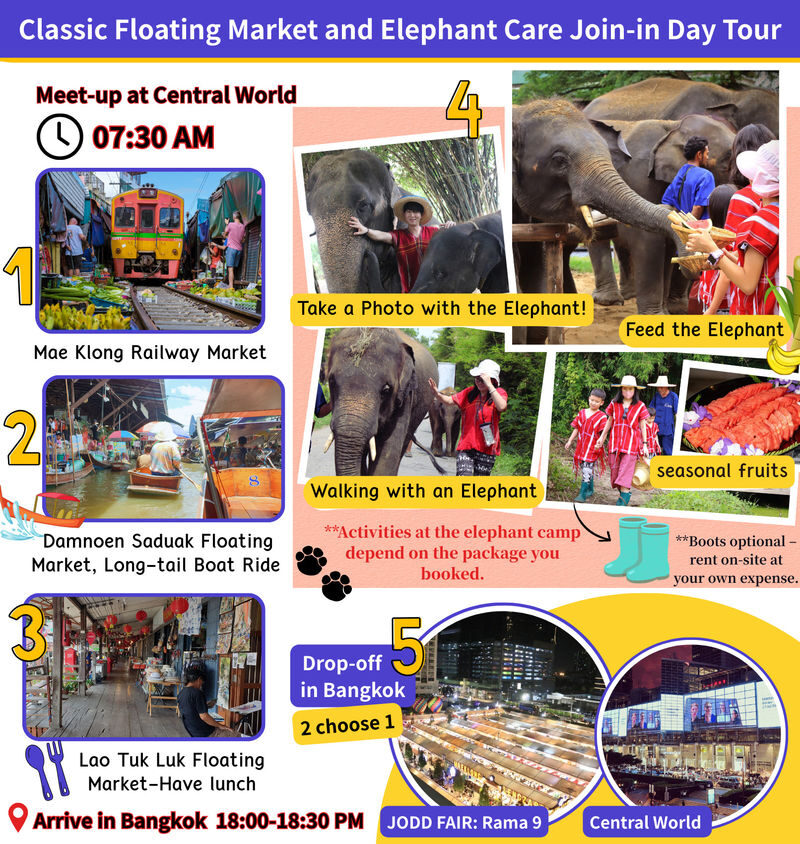 Bangkok Full-Day Maeklong Railway & Floating Market Experience - The elephant park is often the day’s most personal stop