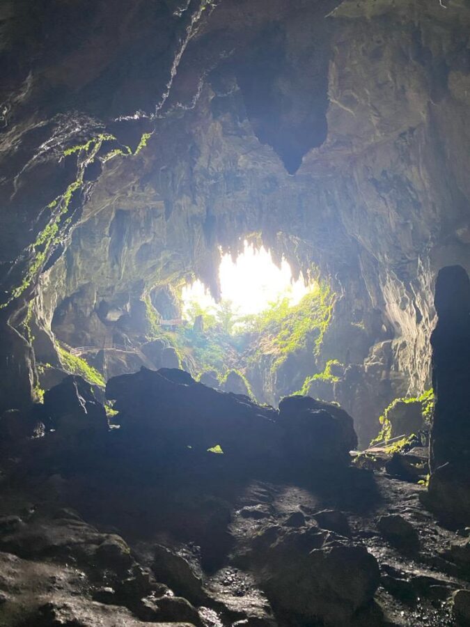 Caving Adventure in Sarawak - Fairy Cave: steps to a vast chamber