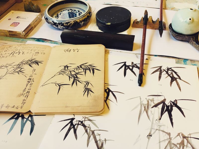Chinese Ink Painting Workshop by Ka Atelier | Wan Chai - Practise Strokes Before the Final Bamboo