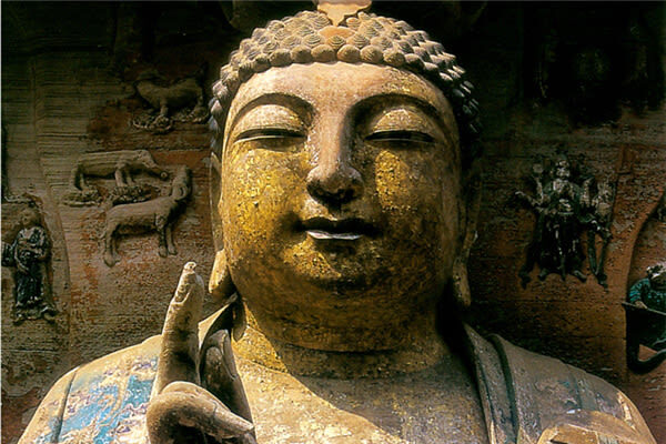 Chongqing Dazu Rock Carvings - Reading the carvings at Baodingshan