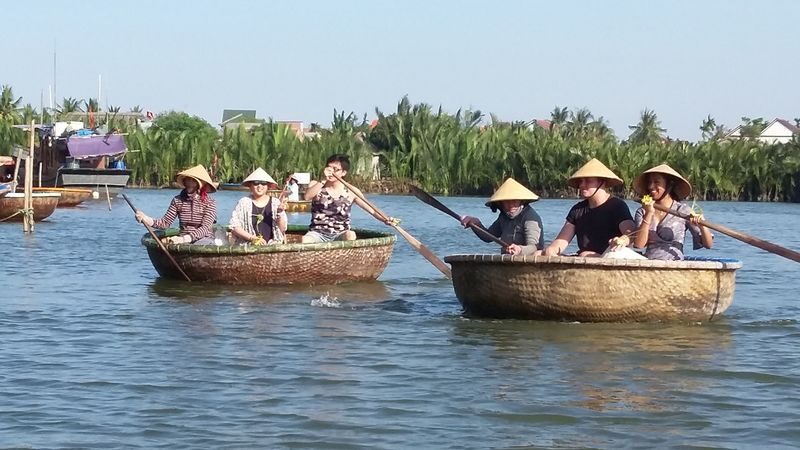 Coconut Forest Tour by Bicycle and Basket Boat in Hoi An - Round Basket Boats and a Busy Coconut River
