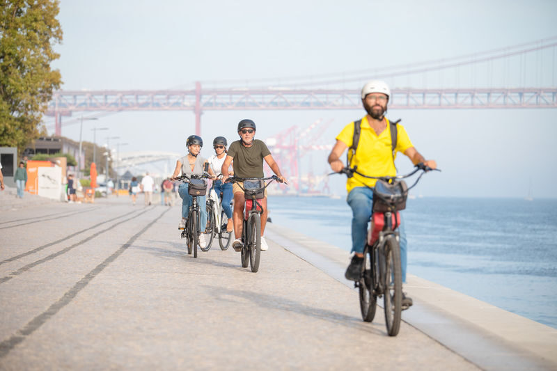 E-Bike Group Tour Lisbon: along the river to Belém - Commerce Square, the bridge, and the river