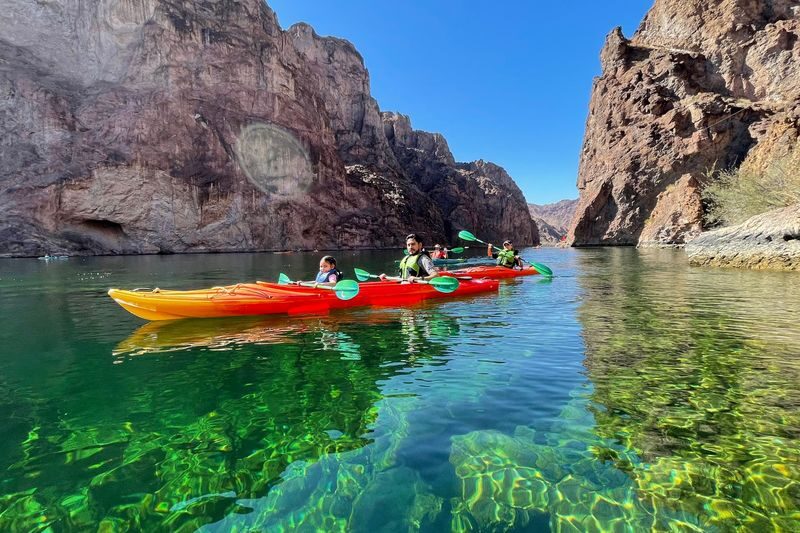 Emerald Cave Kayaking Tour from Las Vegas with Shuttle - Paddling upstream through Black Canyon