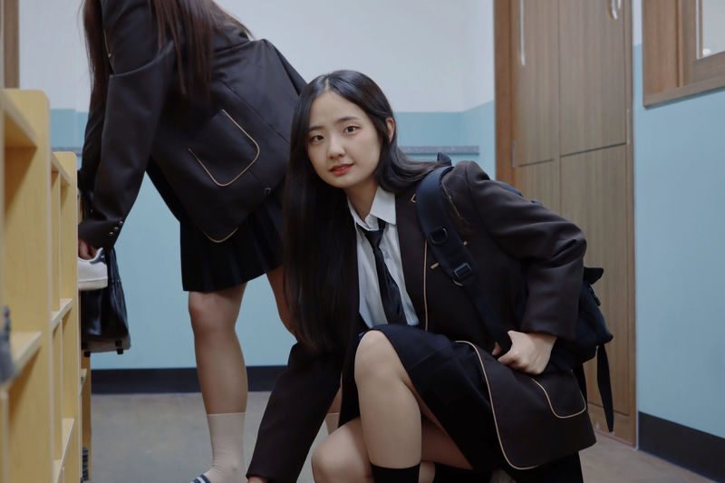 Film Your YouTube & TikTok in a Real Korean Classroom Studio - Seoul - Changing into uniform and getting set