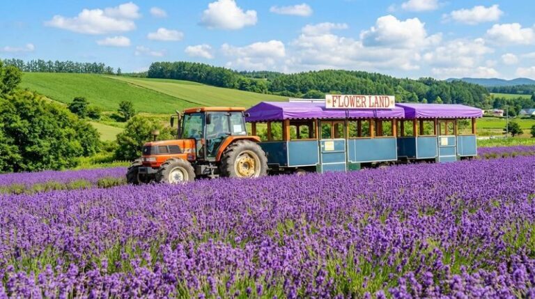 Free Shikisai-no-Oka Flower Viewing Ticket + Flower Field Tractor Tour: Hokkaido Biei Furano Flower Fields, Patchwork Road (drive-by), Seven Star Tree, Shirogane Blue Pond, Shirasu Falls, Shikisai-no-Oka, Farm Tomita (departing from Sapporo) - Shirogane Blue Pond in changing light
