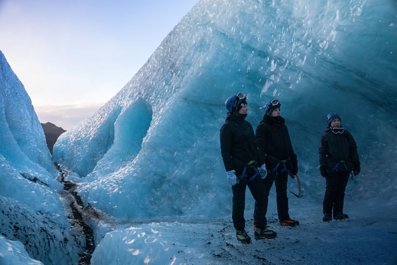 Glacier Hiking & Ice Climbing Tour from Reykjavik and Solheimajokull - Skógafoss and Seljalandsfoss between road and ice