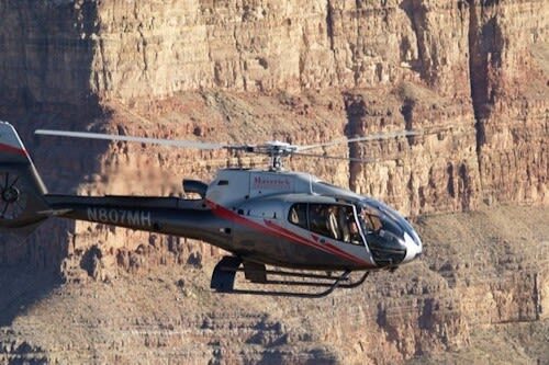 Grand Canyon Helicopter Flight Experience from South Rim - Looking down on the Dragon Corridor