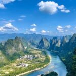 Guilin Yangshuo Yulong River + Li River + Xingping Ancient Town + Twenty Yuan Background Picture One-Day Tour (8-person small group) - A bamboo raft on the Yulong River