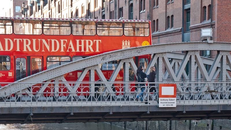 Hamburg hop-on hop-off bus by Hamburger Stadtrundfahrt - From Landungsbrücken to Speicherstadt