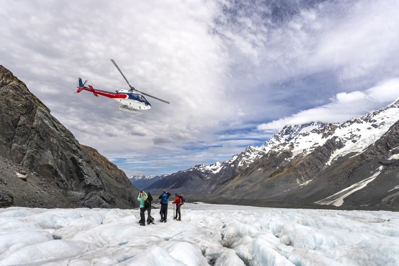 Heli Hike the Tasman Glacier from Queenstown - The helicopter landing on Tasman Glacier