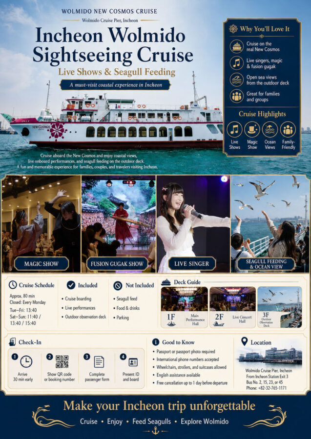 Incheon Wolmido Sightseeing & Fireworks Cruise with Live Shows & Seagull Feeding - The daytime cruise: views, music, and a little magic