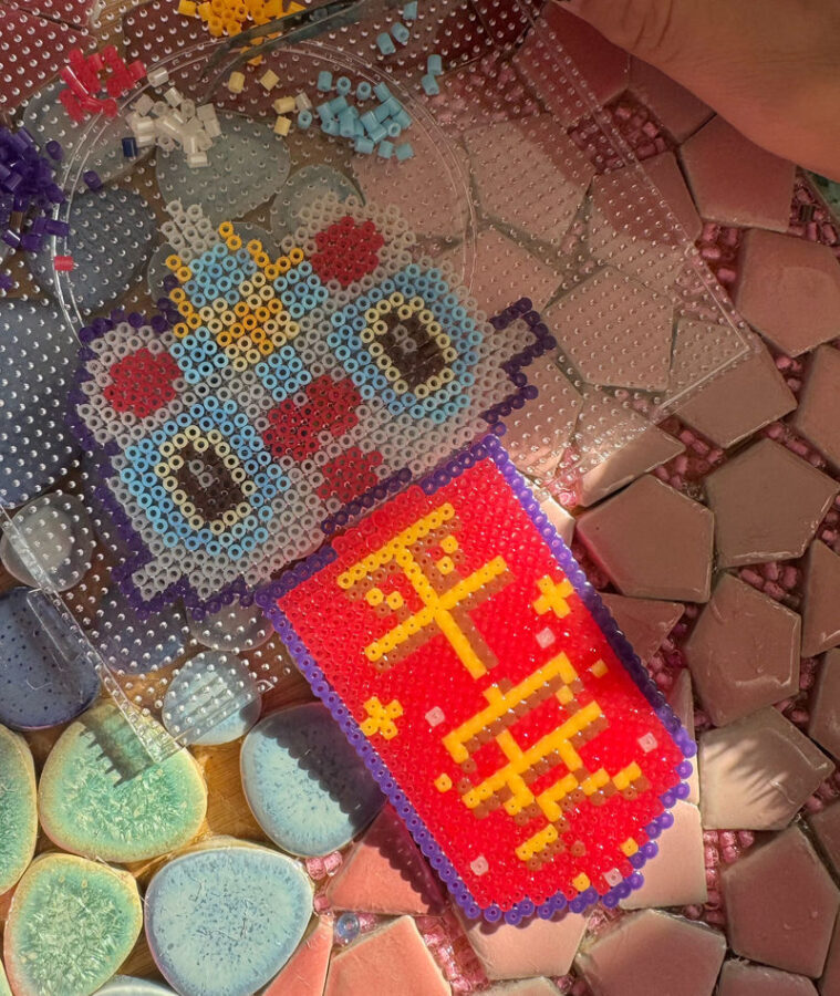 IRREGULart - Handcraft Art Workshops at Tsim Sha Tsui: DIY Perler Beads & Glass Painting Lamp - Perler beads: a free-form project with a little help