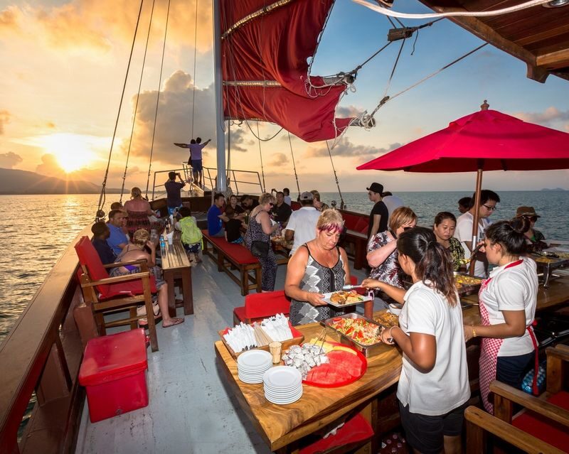 Ko Samui Half-Day Red Baron Yacht Cruise & Sunset - From Bangrak Pier toward Som Island