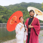 Kyoto Arashiyama Kimono Rental: 3-minute walk to Togetsukyo Bridge, includes womens hair set. Kyoto Aiwafuku - Togetsukyo Bridge: the easy first photo stop