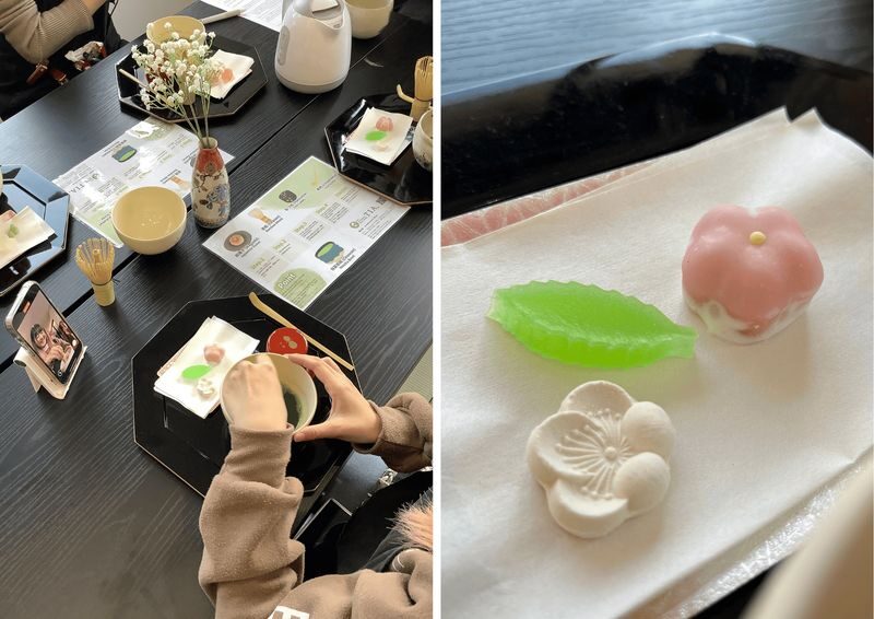 Kyoto Tea Ceremony & Matcha Making / TIA Arashiyama Shop - Uji matcha, a Kyoto sweet, and a Kiyomizu-yaki bowl