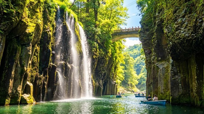 Kyushu Takachiho One-Day Tour | Takachiho Gorge Boat Ride-Kamishikimi Kumanoza Shrine/Takachiho Mini-Train-Mount Aso-Kusasenri (Departing from Kumamoto) - The sightseeing train adds a different view of Takachiho