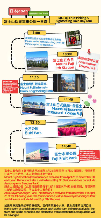 Mount Fuji, Lake Kawaguchi sightseeing train, fruit picking, and Oishi Park day trip - Your first Fuji view: 5th Station or Arakurayama
