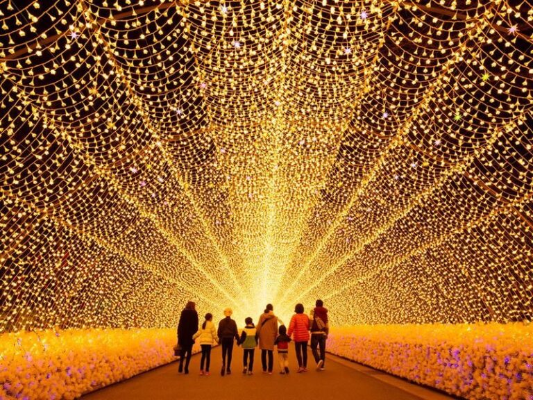 Nabana no Sato Light Show & Jazz Dream Nagashima Full-Day Tour with Onsen - Nabana no Sato’s evening lights