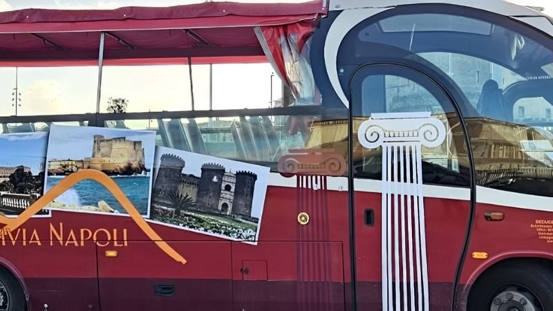 Naples hop-on hop-off bus by Tramvia Napoli - From Molo Beverello toward the old center