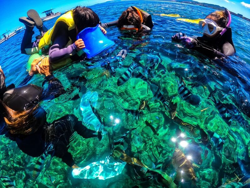 Okinawa: Onna Village Blue Cave Private Snorkel (Free Photo Shoot) - Getting comfortable before entering the water