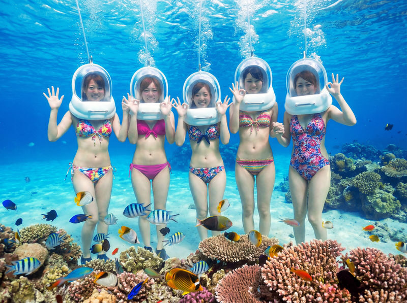 Okinawa: Onna Village Underwater Walk Experience by Boat (Free Go Pro Rental) - The helmet, air hose and walk on the seabed
