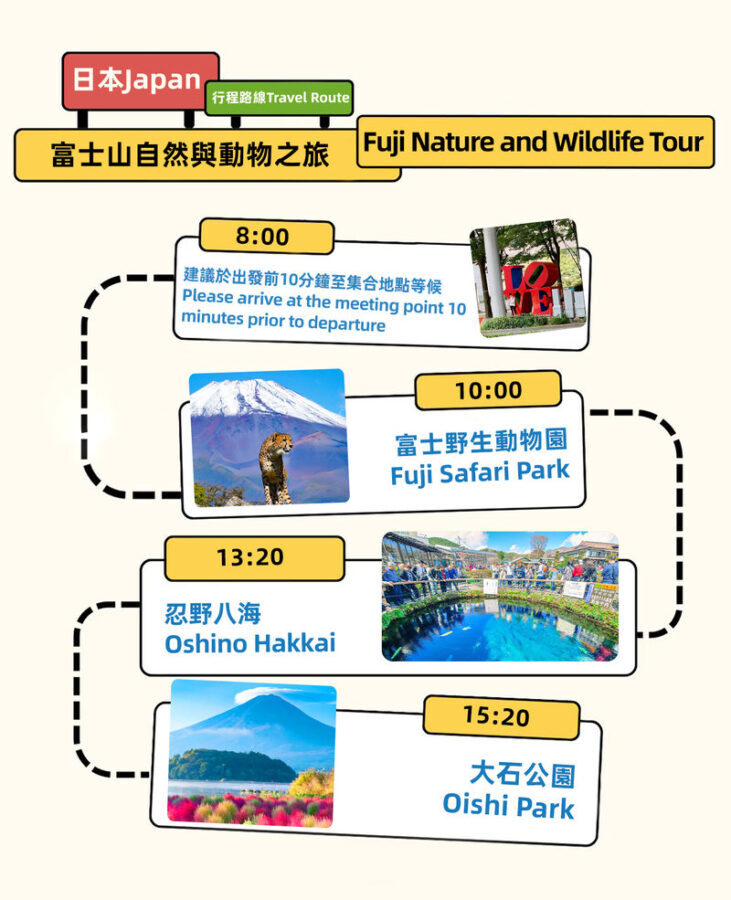 One-day tour of Fuji Safari Park, Oshino Hakkai, and Oishi Park - Fuji Safari Park: plan around the Jungle Bus