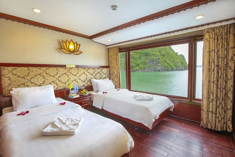 Oriental Sails 2D1N Cruise: Ha Long Bay, Sung Sot, Ti Top - Day one: cabin, lunch, and limestone scenery