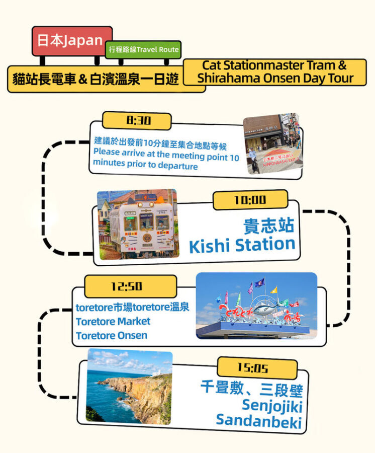 Osaka, Wakayama & Shirahama Coast Natural Scenery Day Tour - Kishi Station: a cat-themed stop with a short train ride